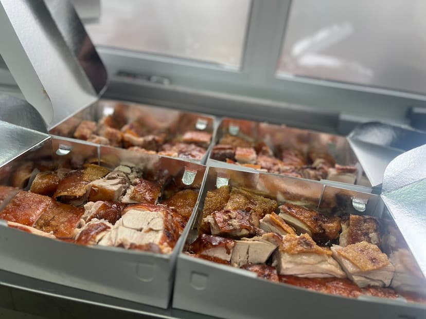 Plated porchetta dish